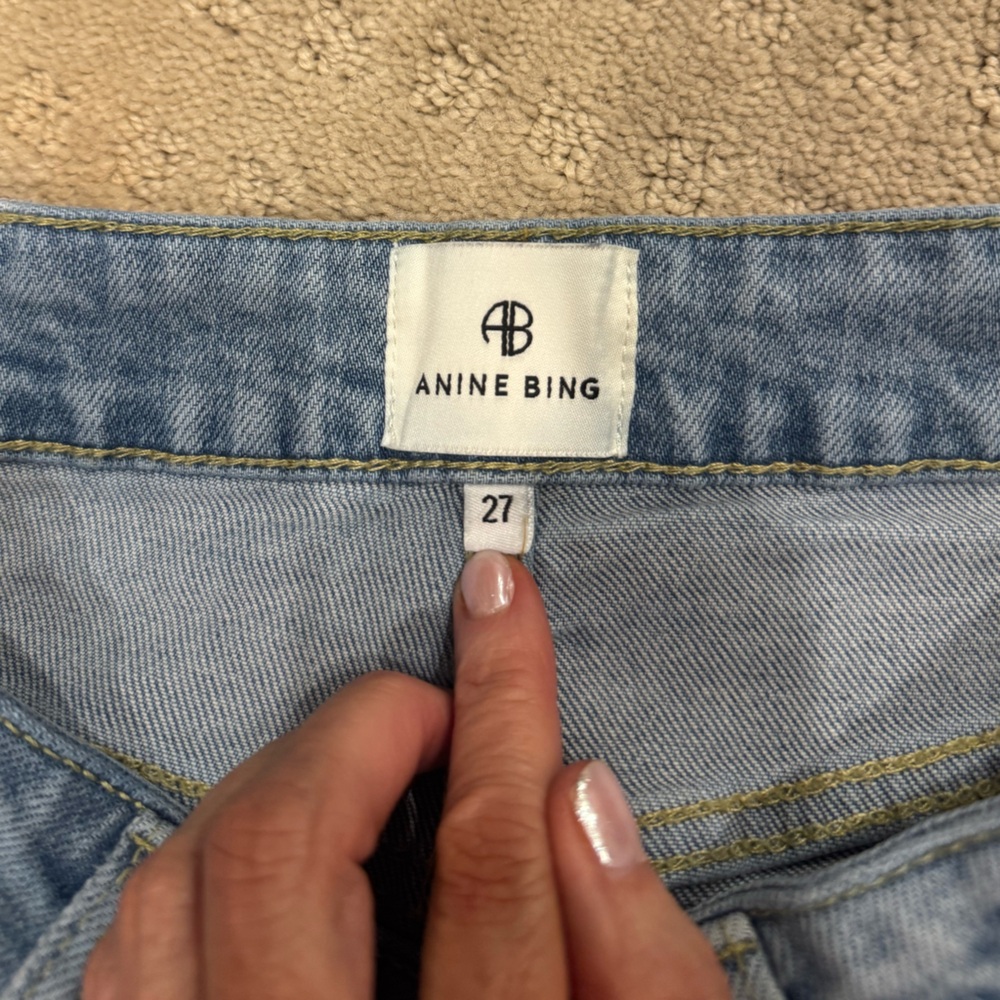 Anine Bing high rise, straight leg jeans in Capri Blue. Worn once. Size 27